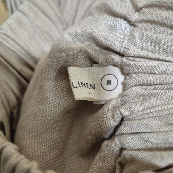 Not Perfect Linen Womens Skirt Size M Beige 100% Linen Midi Length Snap Front - Picture 6 of 8